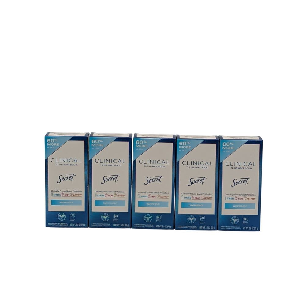5 Pack Secret Clinical 72 HR Soft Solid Deodorant Waterproof 2.6oz Exp 05/2027